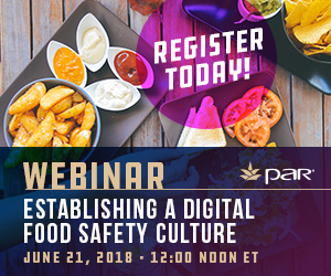 ParTechnology - Webinar: Establishing a Digital Food Safety Culture - June 21, 2018 - 12:00 Noon ET