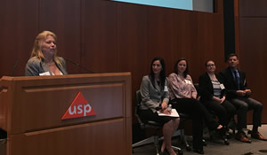 Trish Wester, chair of The Association of Food Safety Auditing Professionals, leads an FDA panel discussion about the Third-Party Certification Program.